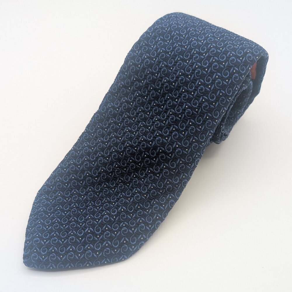 Missoni silk geometric pattern blue navy tie formal classic 100% silk